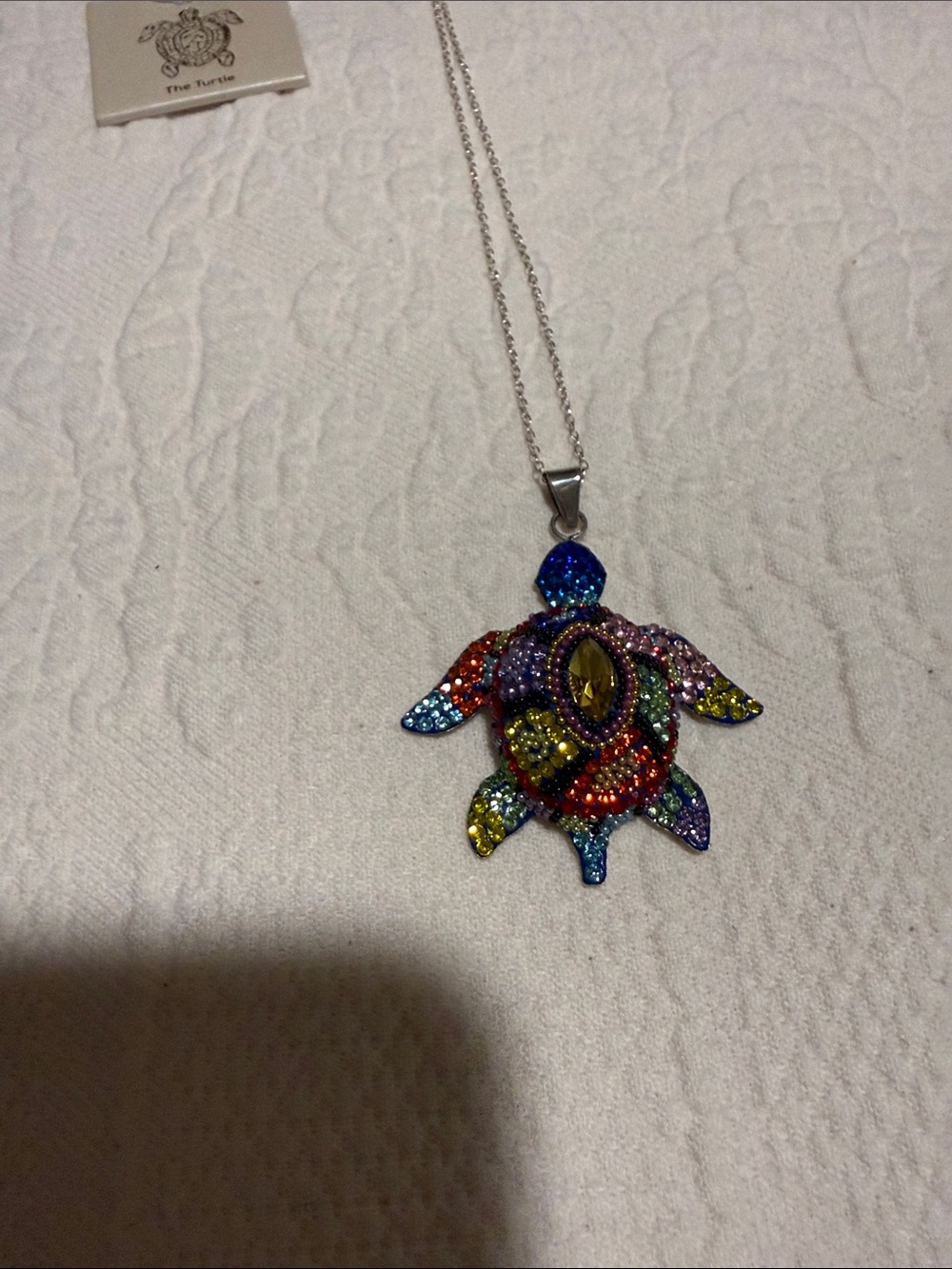 Multicolor Crystal Turtle Pendant Necklace - Women Jewelry